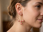 Orecchini pendenti eleganti in stile etrusco con pietre naturali - corallo rosa