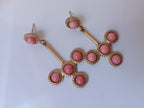 Orecchini pendenti eleganti in stile etrusco con pietre naturali -corallo rosa