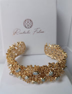  Bracciale a fascia rigida effetto corallo marino con madreperle di Rachele Falvo