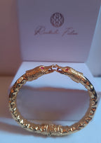 Bracciale serpente in oro galvanico su bronzo con tormaline rosa naturali