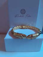 Bracciale serpente in oro galvanico su bronzo con tormaline rosa naturali