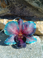 collana orchidea rara ghiaccio riflessi viola resina saliscendi argento galvanizzato  regolabile elegante