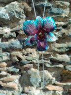 collana orchidea rara ghiaccio riflessi viola resina saliscendi argento galvanizzato  regolabile elegante
