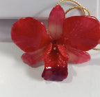 collana orchidea dendrobium rosso aragosta resina saliscendi oro regolabile elegante