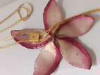 Collana artigianale saliscendi con vera Plumeria  in resina