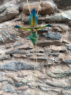 Collana saliscendi regolabile da 83 cm in bronzo dorato con pendente floreale di vera orchidea Paphiopedilum in resina
