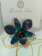 Collana Orchidea Blu Notte in Resina