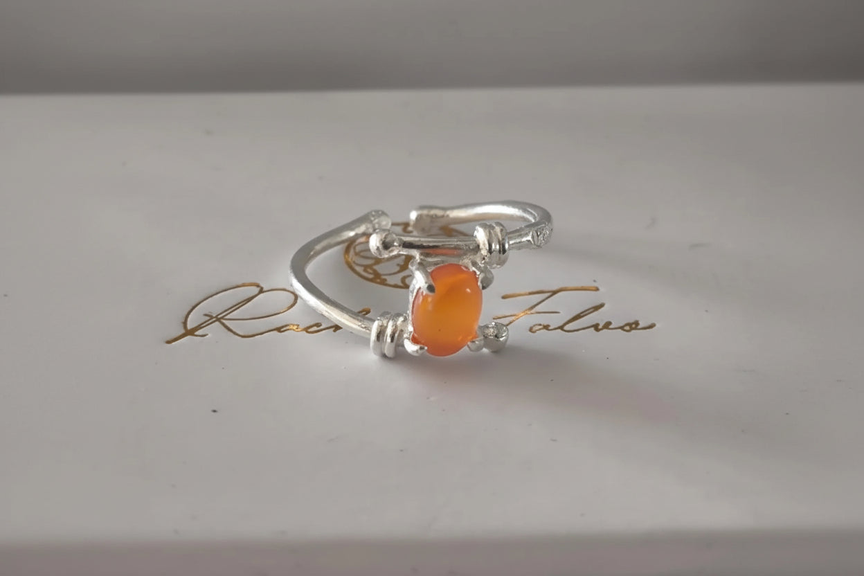 Anelli regolabili in argento con pietre naturali corniola tormalina topazio azzurro e ametista