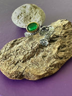 Anello regolabile in argento 925 con giada verde e ametista naturali