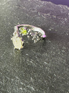 Anello regolabile in argento 925 con peridoto verde e quarzo citrino naturali