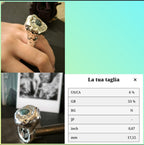anello scultura argento 999 agata verde resina pregiata