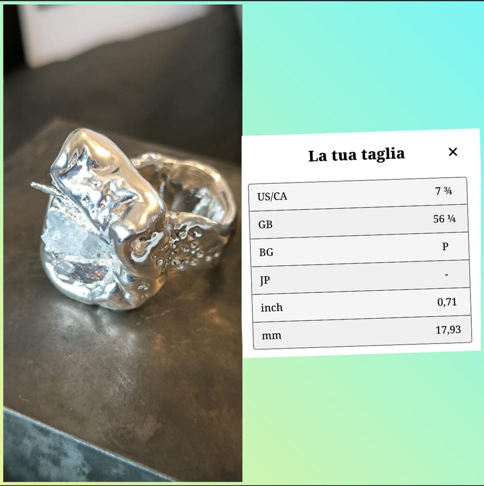 anello argento puro ametista grezza resina artistica