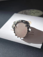 Anello in argento massiccio brunito con ossidiana naturale cabochon