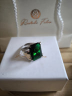 Anello in argento con diopside verde naturale