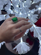 Anello in argento con diopside verde naturale
