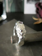 Anello artistico in argento puro e resina misura 20 gioiello unico artigianale