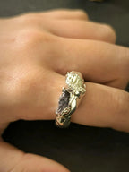 Anello artistico in argento puro e resina misura 20 gioiello unico artigianale