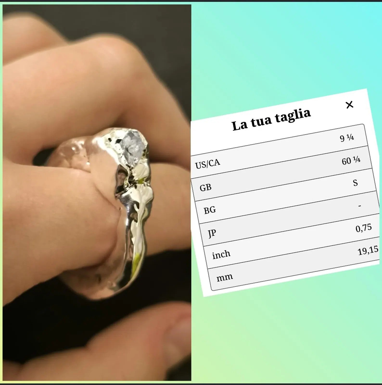 Anello artistico in argento puro e resina scultorea 