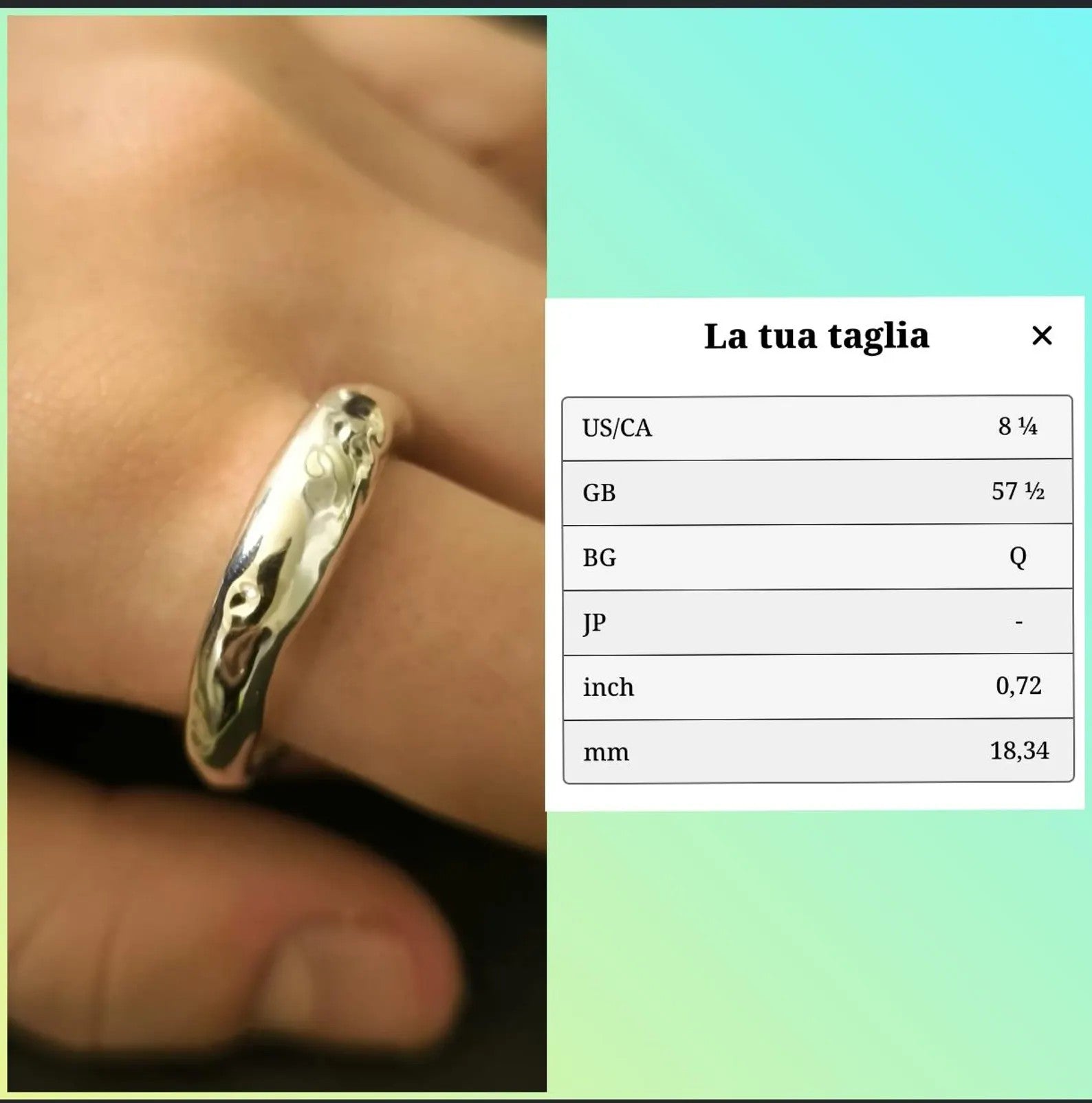 Anello in argento puro su base resina misura 18 gioiello artigianale elegante