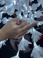 Anello in argento con Rosa di Francia ovale e quarzi citrini gialli