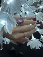 Anello in argento con Rosa di Francia ovale e quarzi citrini gialli