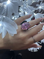 Anello in argento con Rosa di Francia ovale e quarzi citrini gialli