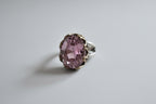 Anello in argento con Rosa di Francia ovale e quarzi citrini gialli