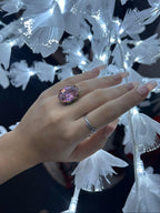 Anello in argento con Rosa di Francia ovale e quarzi citrini gialli