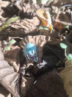 “Anello artigianale in argento con turchese naturale 21 carati raffigurante il mondo”