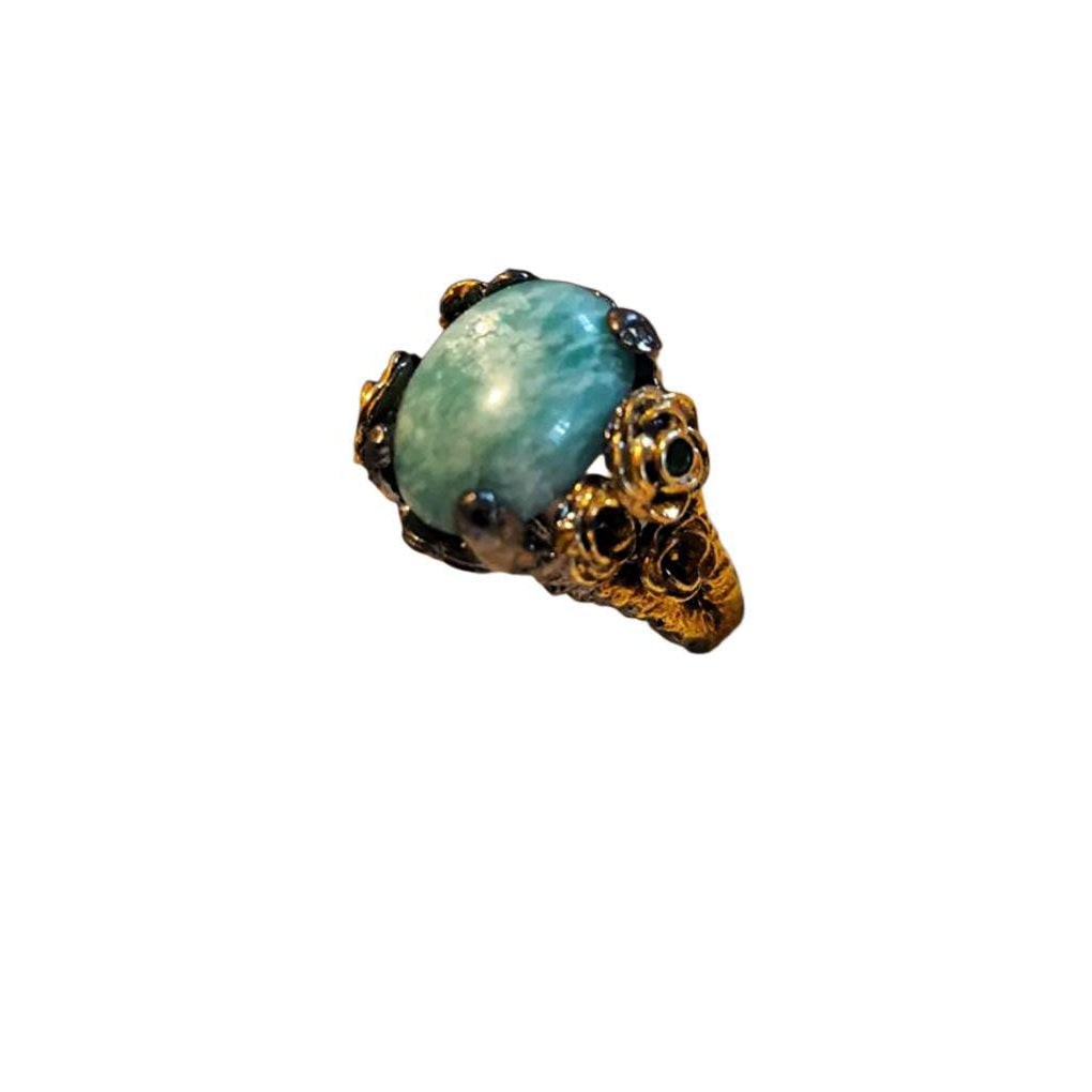 Gioiello di lusso: anello in argento con Larimar naturale 10 carat