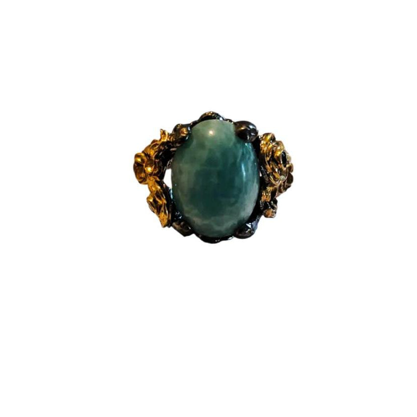 Gioiello di lusso: anello in argento con Larimar naturale 10 carat