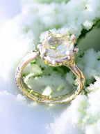 Anello di Fidanzamento in Argento con Quarzo Citrino Naturale 6 Carati – Regolabile con Scatola e Garanzia
