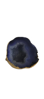 “Anello in oro su bronzo con drusa di agata blu naturale”