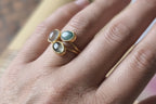 Anello regolabile oro su bronzo con perla bianca o tormaline naturali