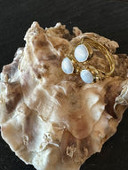Anello regolabile oro su bronzo con perla bianca o tormaline naturali