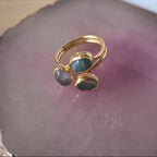 Anello regolabile oro su bronzo con perla bianca o tormaline naturali