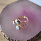 Anello regolabile oro su bronzo con perla bianca o tormaline naturali