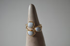 Anello regolabile oro su bronzo con perla bianca o tormaline naturali