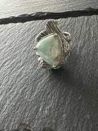 Anello sirena in argento artigianale con larimar grezzo naturale