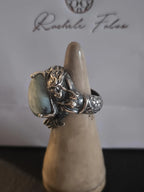 Anello sirena in argento artigianale con larimar grezzo naturale