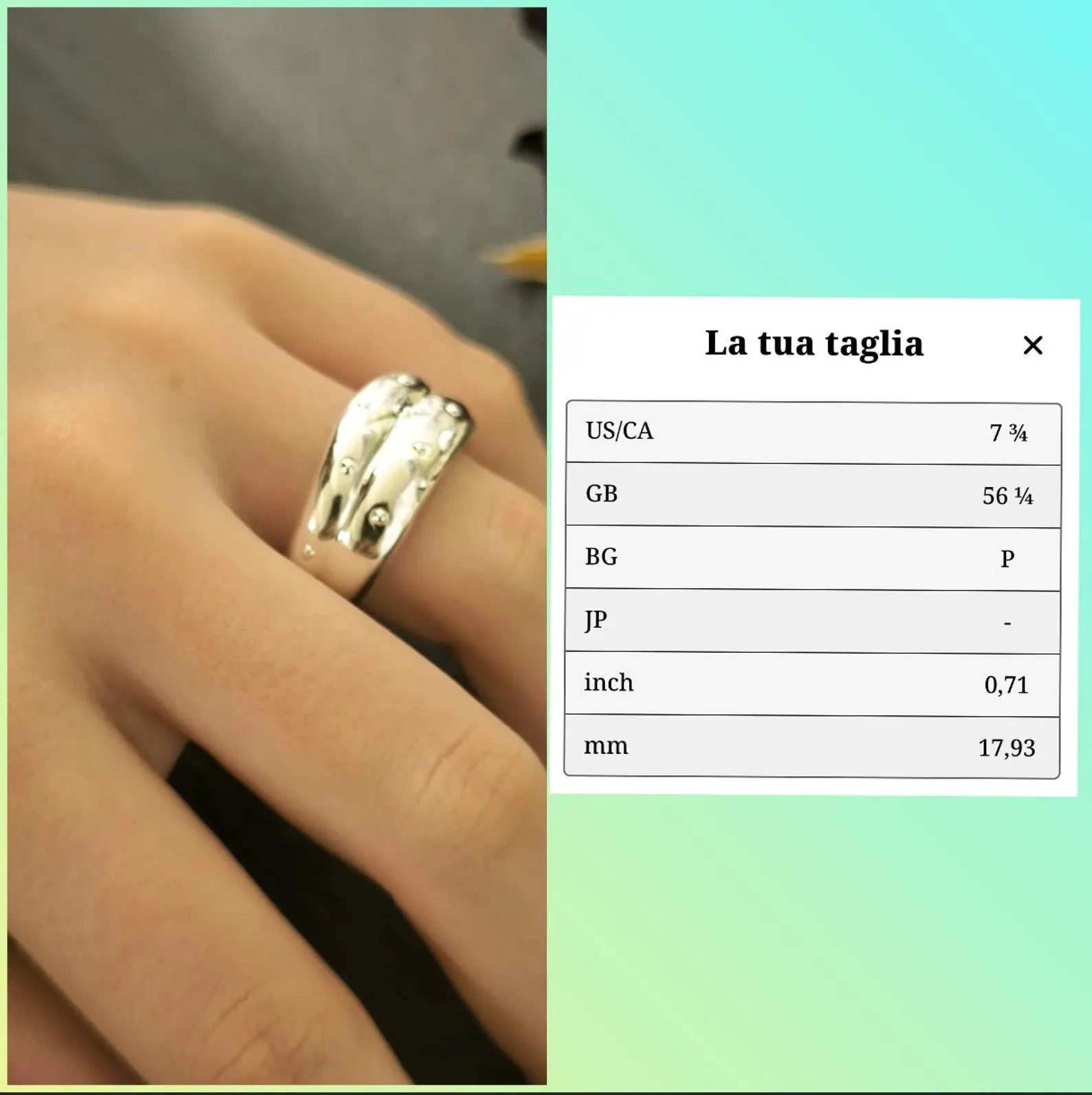 anello sterling argento resina artistica enchanted astratto
