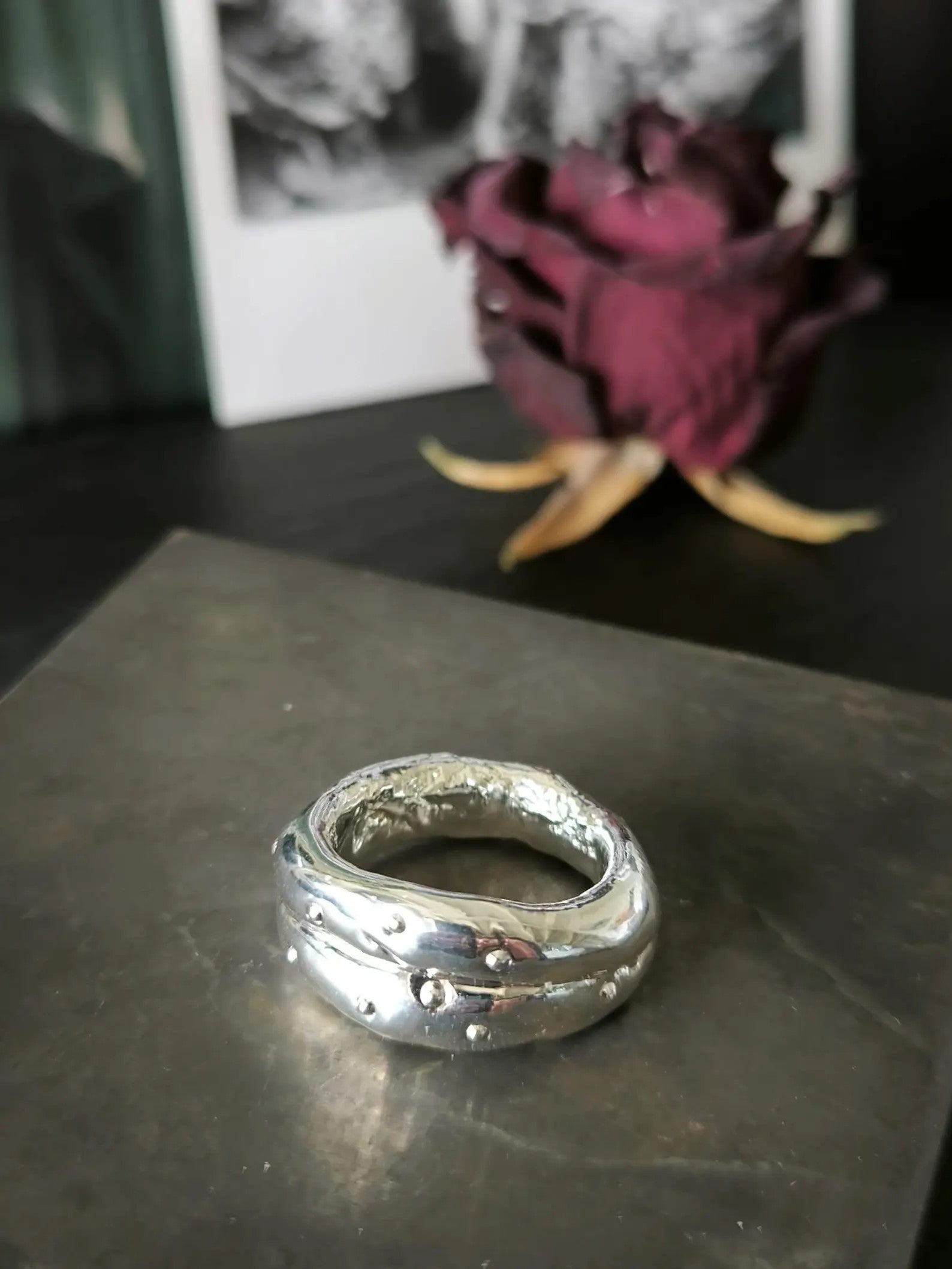 anello sterling argento resina artistica enchanted astratto