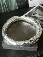 Bracciale artistico in argento puro e resina scultorea gioiello artigianale unico