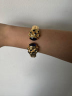 Bracciale stile Bizantino in oro su bronzo con topazi blu naturali lavorato a mano