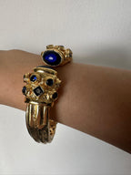 Bracciale stile Bizantino in oro su bronzo con topazi blu naturali lavorato a mano