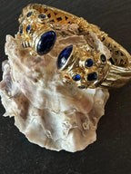 Bracciale stile Bizantino in oro su bronzo con topazi blu naturali lavorato a mano