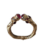 Bracciale stile etrusco in oro su bronzo con diaspri rossi naturali