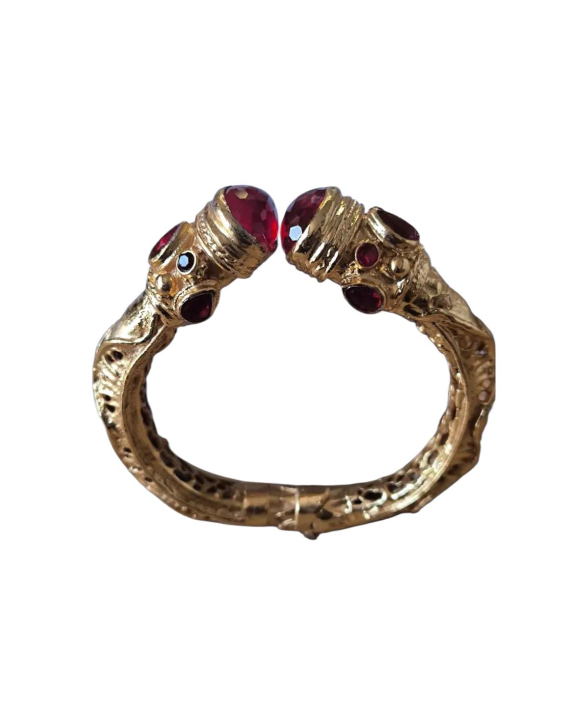Bracciale stile etrusco in oro su bronzo con diaspri rossi naturali