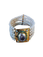 Bracciale con perle naturali e turchesi, idea regalo raffinata per lei