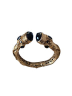 Bracciale stile etrusco in oro su bronzo con ossidiane nere naturali sfaccettate
